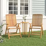 WKIEQACO Outdoor-Sitz, Gartenstuhl, Gartenstuhl, Gartenstuhl, Massivholz, Teakholz, 2 Stück