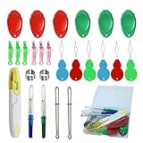 keepsweat Nadeleinfädler Set,25 Stück Einfädelhilfe Kit,enthalten Fisch Typ einfädelhilfe für nähnadeln/Kürbisform Nadeleinfädler/Daumen geformt Einfädler/Naht Rippers/Nähen Pinzette/Fingerhut/Schere