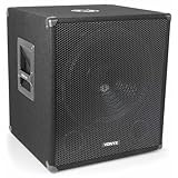 VONYX SWA15 PA Subwoofer Aktiv, Bass Box, 15 Zoll Sub 600 Watt, XLR, RCA Line, Phase, Tiefpassfilter, Bassbox Tieftöner mit integriertem Verstärker, Basslautsprecher mit Filzbeschichtung - Schwarz