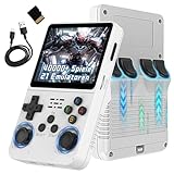 XIXIMENG R36S Retro Handheld Spielkonsole für unterwegs,40000+ Spiele Retro Konsole,21 Emulatoren,ARKOS Open Source Linux System,3,5 Zoll IPS Bildschirm 640x480P,3500mAh (Weiß)