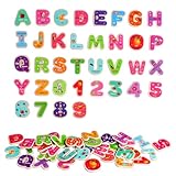 Toys of Wood Oxford 2 Sets 72 Stück TOWO magnetische Holzbuchstaben und Zahlen – Kühlschrankmagnete für Kinder – Buchstaben- und Zahlenmagnete – Lernhilfen für ABC und Rechtschreibung