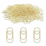 200 Stück Büroklammern Herz Gold, Büroklammern Set mit Transparentbox, für Büro, Klassenzimmer und Akten, Goldene Büroklammern