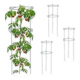 Relaxdays Rankhilfe 4er Set, Kletterpflanzen, Rosen, Tomaten, Pflanzenstütze freistehend, 3-beinig, Stahl, dunkelgrün, 75.5 x 26 x 26 cm