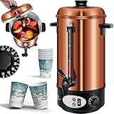 KESSER® Glühweinkessel 8L Edelstahl Inkl. 10x Becher Glühweinkocher mit Thermostat Glühweinautomat Heißgetränkeautomat Wasserkocher Heißwasserspender Einkochautomat Füllstandanzeige Zapfhahn Kupfer