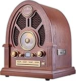 Retro Bluetooth Holz Lautsprecher Box, Retro FM/AM Radio mit Stereoanlage + AUX, Unterstützung Bluetooth/USB/SD/MMC Kartenwiedergabe, Tragbarer Radio-CD-Player, für ältere Menschen und Kinder