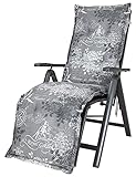 KETTtex 2384 Auflage Relaxliege Bali grau Rosen Royal Garden 170x49x8 cm (ohne Stuhl)