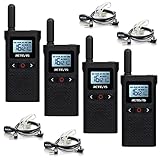 Retevis RB628 Funkgeräte, Wiederaufladbare Funkgerät mit Hörer, PMR446 Lizenzfrei 16 Kanäle, 1500mAh, VOX, LCD-Bildschirm, CTCSS/DCS, Handheld Walkie Talkie für Restaurant (4 Stück, Schwarz)