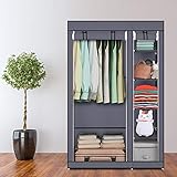 LEADZM Kleiderschrank, Stoffschrank, Garderobe Faltschrank mit Kleiderstange und Ablagen, Stabiler Schrank, für Schlafzimmer, Ankleidezimmer, 110 x 45 x 170 cm, 5 Schichten 6 Würfel (Grau)