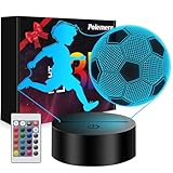 Polemera Fussball Geschenke Jungen Mädchen, Fußball Lampe für Kinder Jungs, 3D Nachtlicht mit 16 Farben ändern durch Fernbedienung, Geburtstagsgeschenk junge 6 7 8 9 10 jahre