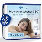 Matratzenschoner 160x200 – wasserdichte Matratzenhülle & Bettunterlage gegen Bettwanzen & Milben – Rundumschutz ohne Chemikalien – Weiche Baumwolloberfläche – Dehnbar bis 32 cm