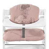 hauck Sitzkissen für Alpha+, Beta+ & Arketa Holzhochstuhl Highchair Pad Select, Anti-Rutsch Noppen, Doppelte Polsterung an Rückenlehne, Einfache Befestigung am Kinderstuhl (Minnie Mouse Rose)