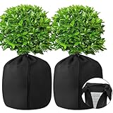 PATEMZON 2 Stück Thermo Topfschutz, Winterschutz für Pflanzen, Winter Topfschutz mit Reißverschluss und Kordelzug, Frost Schutz für Pflanzkübel Pflanztöpfe Bäume Balkonpflanzen, 37x22.5cm (Schwarz)