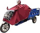 Übergroßes Motorrad Dreirad Regen Poncho Verdickung Regenmantel Einzel/doppel Elektrofahrrad Dreirad Poncho Altes Auto Roller Kapuze Regenmantel, Red, Single 6XL