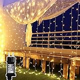 Lichtervorhang 3x3m 300 Leds, Led Lichterketten Vorhang Weihnachtsdeko Innen mit 8 Modi, IP44 für Weihnachten Kinderzimmer, Außen, Party, Hochzeit usw