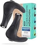 AARON Horn - Lenker Griffe mit Gel Dämpfung - ergonomische Lenkerhörner aus rutschfestem Gummi - Fahrradgriffe für E-Bike, Trekkingrad, Mountainbike, Tourenrad in schwarz