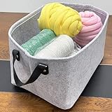 Filz Aufbewahrungsbox, 1 StückeFilz Korb, Filzkörbe mit zwei Griffen, Felt Storage Basket, Faltbarer Tragekorb aus Stoff, Filzkorb Grau Rechteck, Für Kleidung, Handtücher, Accessoires(Grau)