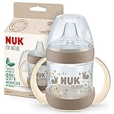 NUK for Nature Trinklernbecher | 150ml | Haltegriffe und brustähnlicher Trinkschnabel | Auslaufsicher | 6−18 M | Anti-Colic | Temperature Control | Nachhaltige, BPA-freie Materialien | Beige