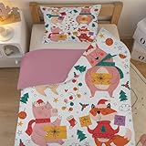 Niedliche Tiere Kinderbettwäsche 100x135 cm - Feiertage Bettwäsche-Sets für Baby Kinder - Weiß Weich Bettbezug 2 Teilig mit Reißverschluss - Bettbezüge 100 x 135 cm + 2 Kissenbezug 40x60 cm