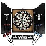 KOTO - Dart kabinett mit Dartscheibe & 6 Steel Dartpfeile, Throwline Dartschrank Holz, Dart Schränke