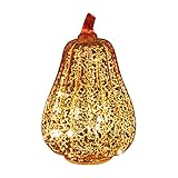 Quecksilber Glas beleuchteter Kürbis mit Timer für Fall Decor, Halloween Laterne,, glas, Orange, 7.7 0.50 watts