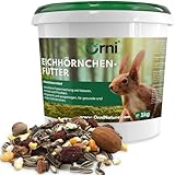 Orni Eichhörnchenfutter 1kg | Ganzjahresfutter Nüsse-Saaten Mischung mit Schale | Premium Wildtierfutter für Eichhörnchen, Futterstelle, Balkon, Garten, Futterhaus