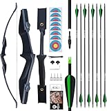 tongtu Recurve-Bogen-Set mit 8 Pfeilen, 30-40 lb Bogenschießen-Takedown-Bogen für Rechts- und Linkshänder, Anfänger bis Erwachsene