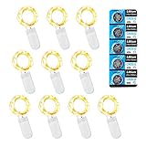 led lichterkette mit batterie,1m lichterkette außen batterie, lichterkette batterie mit klein (zusätzlich 5 Batterien), Weihnachten, Party, Hochzeitsdekoration (10 Pack 1M 10 LEDs, Warmweiß)