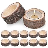ZHIYUQL® 12 Stück Teelichthalter Holz Kerzenhalter 25 × 60mm Votivkerzenhalter Vintage Teelichtgläser Set für Tischdeko, Feiertagsdekoration, Hochzeiten