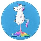 EZIOLY Unicorn Launch Rutschfester, waschbarer runder Teppich, Badematte, Bodenmatte für Wohnzimmer, Schlafzimmer, Küche, Baby-Spielzimmer, 40 x 40 cm
