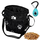 Kisstta Leckerlibeutel für Hunde und Training-Clicker,Leckerlitasche für Hunde mit Mehreren Taschen,Futterbeutel Hundetraining,Futterbeutel Hund, Bauchtasche Hundetraining (schwarz-V)