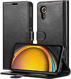 ivoler Handyhülle für Samsung Galaxy Xcover 7 / Xcover7, RFID-Blockierung Hülle Premium PU Leder Klapphülle Stoßfest Schutzhülle Magnetische Flip Case mit Kartenfach und Standfunktion - Schwarz
