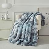 Casa Carina Kunstfell-Überwurfdecke, Fleece, superweich, flauschig, flauschig, Plüschdecke, gemütlich und dick, für Couch, Stuhl, Bett, 160 x 200 cm, Batik-Taupe