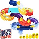 Badespielzeug für Kinder, Badewannenspielzeug ab 3 4 5 6 Jahre, DIY Kugelbahn Badewannen Spielzeug Wasserspielzeug Kinder, Badespielzeug mit Saugnäpfe, Badespaß Geschenk Mädchen Junge ab 3 (34 Stück)