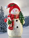 Großer Schneemann Gustav - 40cm Outdoor Dekofigur mit roter Mütze & Schal