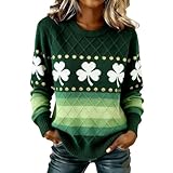BIBOKAOKE Damen Strickpullover – Rundhals Oberteil Im Stil des St. Patrick’S Day | Festlicher Figurbetontes Sweatshirt Für Feiertage Und Freizeit