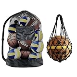 2 Pcs Ballsack für 10-15 Bälle, 100x75cm, 1 Ballnetz und 1 Netztasche Tragbare, Fussballtasche mit Kordelzug Verstellbarem Schultergurt, Extra Große Balltasche Fußball Volleyball Rugbyball Basketball