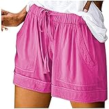 Fitness-Shorts für Damen, legere Sport-Shorts, Übergröße, Shorts mit Kordelzug, Radlerhose, Damen-Shorts, Damen, Strand, lässig, heiße Shorts mit elastischem Bund, Yoga-Shorts, lockere für Damen, hot