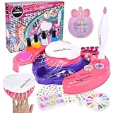 Herenear Nagelstudio Kinder Mädchen, Geschenke für Mädchen 6 7 8 9 10 11, Nagellack Set, Nagelkunst Kinder, DIY Schminkkoffer Spielzeug, Kinderschminke Set mit Nageltrockner