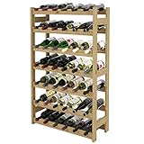 Lenmar, Weinregal aus Holz für Flaschen, Natur, RW-1, Wein, Flaschenregal, Kellerregal, Regale, Flaschenhalter (Natur, RW-1-42, 102 x 63 x 25, braun, für 42 Flaschen)