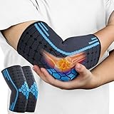 AOOWU 2 Stücke Ellenbogenbandage, Tennisarm bandage für Damen Herren, Kompression Ellenbogen Bandage für Arthritis, Sehnenentzündung, Ellenbogenschoner für Sport, Golferarm, Tennisarm Armbandage(L)