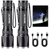 GEARLITE Taschenlampe Led Aufladbar 2Pack, Superhelle Zoombare 3000 Lumen Mini Torch mit 3 Lichtmodi & Langer Betriebsdauer, IP65 Wasserdicht Taktische Handlampe für Camping, Angeln, Outdoor, Notfäll