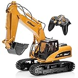 Top Race Ferngesteuerter Bagger Voll funktionsfähiger RC-Traktor Ferngesteuerter Traktor 15 Kanal Professioneller 1:14 BAU Bagger Spielzeug mit Lichtern und Sound für Jungen und Mädchen