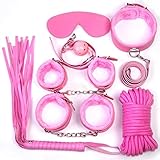 SM Bondage Set Sex Fesseln Fetisch Leder Sexspielzeuge SM Game Mit Handschellen Und Halsband Fesseln Perfekt Erotik Sexspielzeug Für Paare Geschenkideen 7 STück (Rosa)