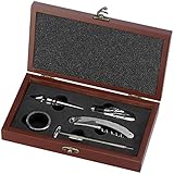 Rosenstein & Söhne Weinset: 6-teiliges elegantes Wein-Sommelier-Set in edler Holzschatulle (Sommelier Werkzeug, Kellnermesser, Holz)
