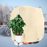 ZOZIJIU Pflanzenschutz Winter - Winterschutz füR Pflanzen Frostschutz Pflanzen Haube mit ReißVerschluss &Zugband füR KüBelpflanzen Palmen Beige 80g/M²(200x240cm)
