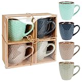 Vilde Tasse aus Keramik | 250 ml | 4er-Set | Dekorierte Tassen in Geschenkverpackung | Perfekt zum verschenken