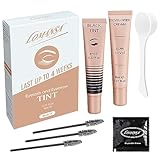 Lomansa Wimpernfarbe Schwarz, Augenbrauenfarbe und Wimpern Färben, 10 Anwendungen Intensiv Tönung, Zwei Bürstentypen für Einfache Bedienung, Geeignet für Anfänger und Salons(3 Wimpernbürsten)