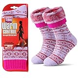 JARSEEN Warme Winter Thermosocken mit Vollplüsch und Wolle Dicke Weiche Stiefel Socken Damen Herren- Gr. EU 37/42, Schneeflocke Lila