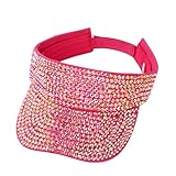 SRZYMJ Sonnenhut Damen Strandhut Sonnenschutz Sommerhut Breite Krempe Kappe Faltbar Visor Cap Abnehmbar Sonnenmütze Atmungsaktiv Frauenhut Outdoor Schirmmütze für Reisen Camping Golf Wassermelonenrot
