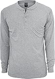 Urban Classics Herren Basic Henley L/S te Sweatshirt, Grau, M EU